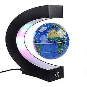 Mappamondo magnetico galleggiante con luci LED colorate a forma di C, anti-gravità, mappa del mondo rotante per regalo per la casa e l'ufficio, decorazione da scrivania