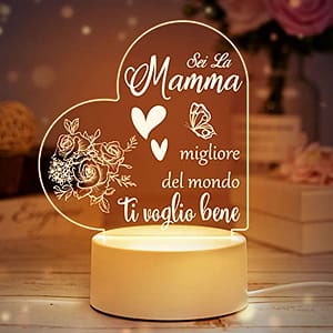 Regalo Natale Mamma, Regalo Mamma Compleanno Luce Notturna in Acrilico, Regalo Compleanno Mamma, Regali Mamma, Regalo per Mamma, Idee Regalo Mamma, Regali Personalizzati per Mamma/Lei/Donna