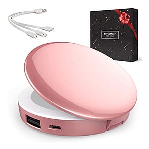 Regalo Per Donna – Powerbank Comspecchio a Led Per Iphone Samsung – Regalo Di Compleanno – Regalo Di San Valentino – Regalo Per Sorella – Regalo Per Migliore Amica – Regalo Per Mamma (Oro Rosa)