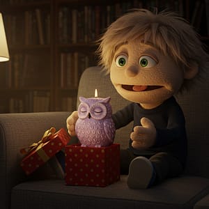 Candela profumata alla lavanda gufo